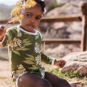 Milkbarn Green Floral Kids Bodysuit